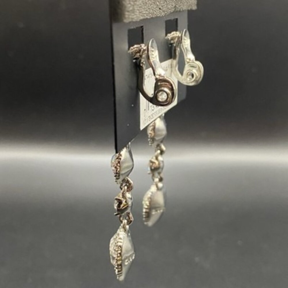 NWT Givenchy Clip Earrings Crystal Halo Set 2.5" Drop Silver Tone Bridal Pageant - Picture 5 of 7